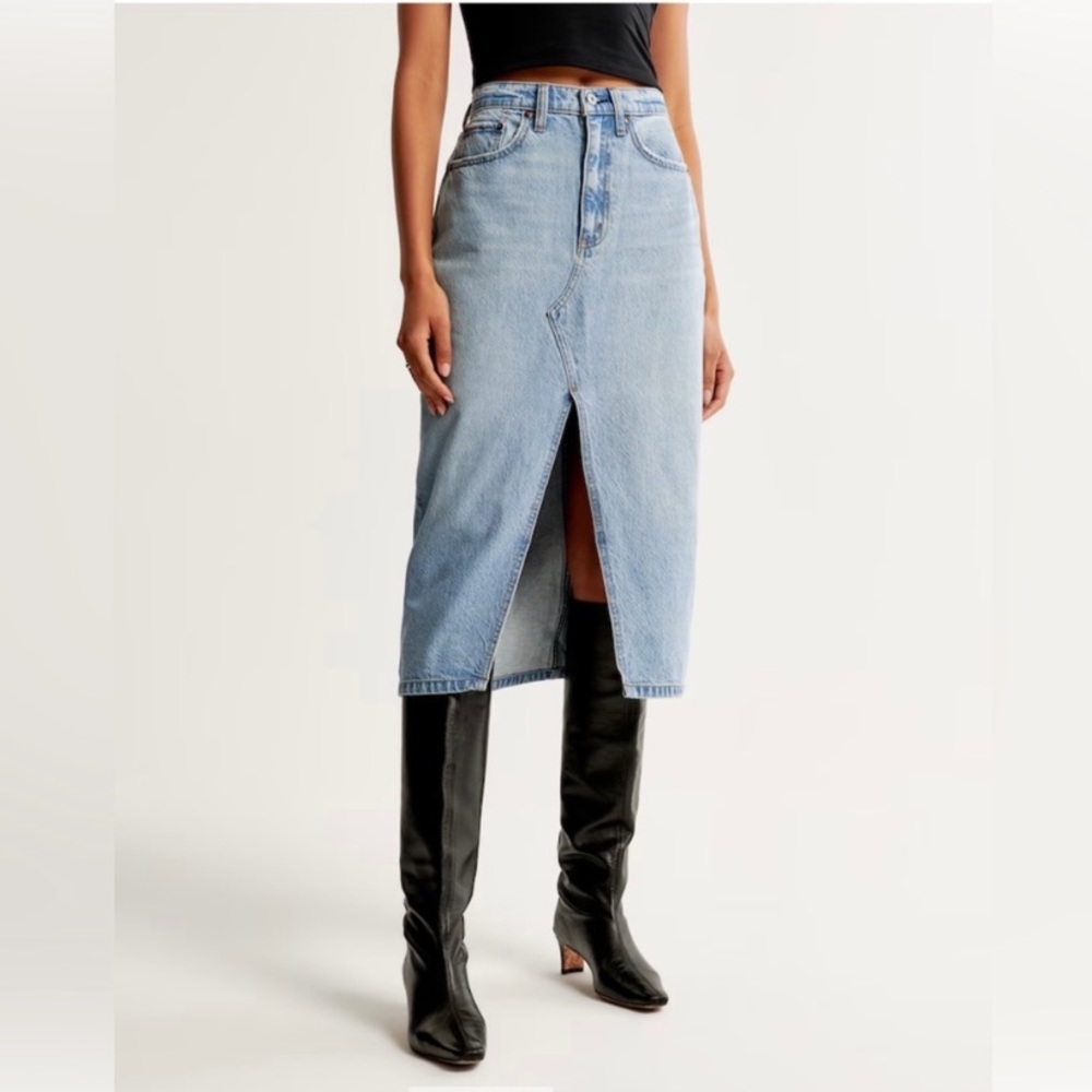 Abercrombie & Fitch Denim Midi Skirt